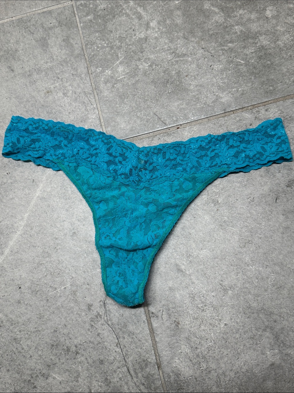 Hanky Panky Blue Lace Thong with Green Trim (WW)